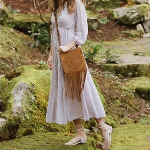 EUC Patricia Nash GRANADA Italian Leather Fringe Messenger Bag Boho Bohemian